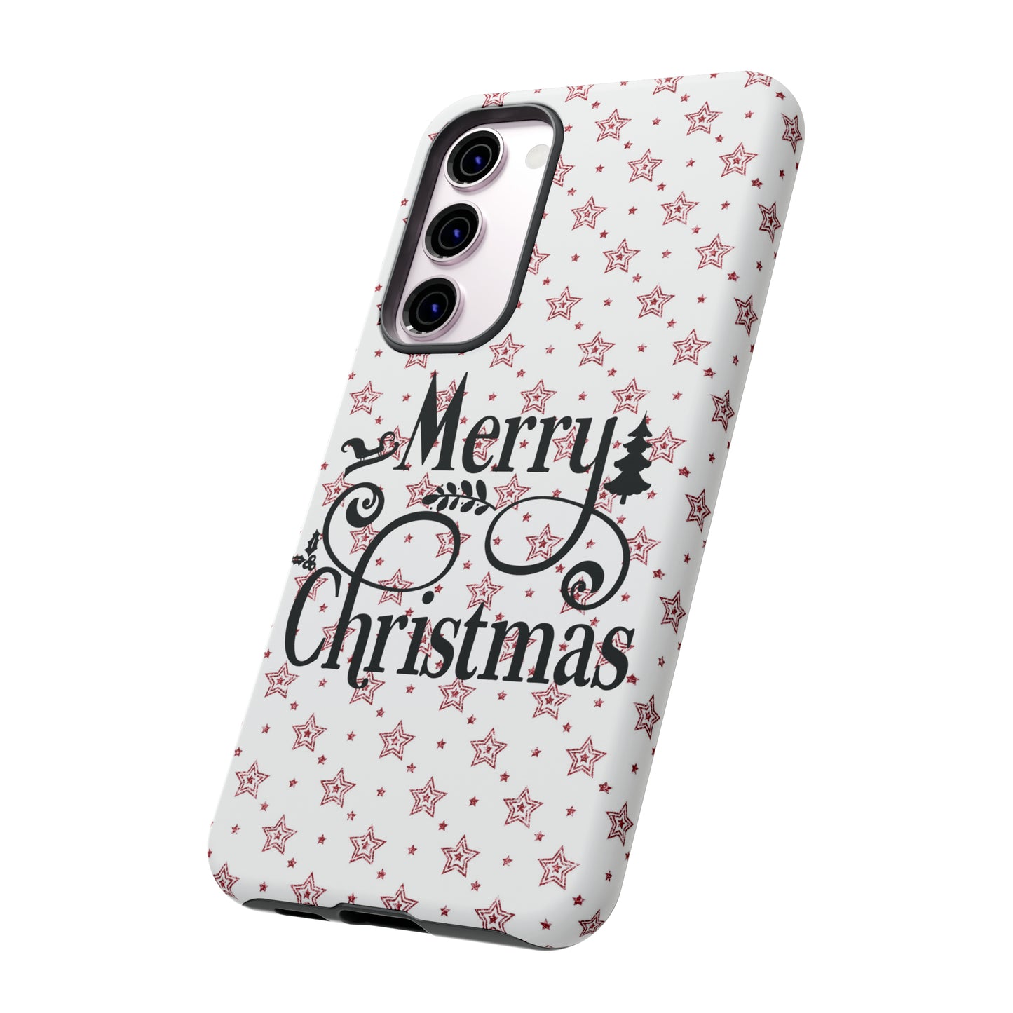 Merry Christmas Red & White Phone Case iPhone 12-15 Pro Max, Google Pixel 5-7 Pro, Samsung S20-23