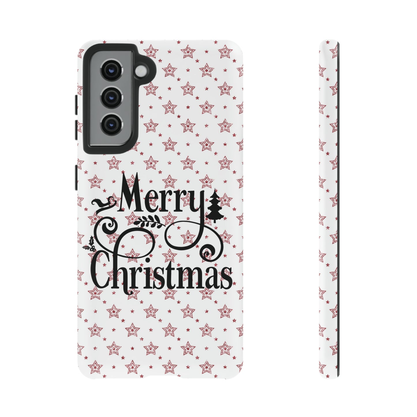 Merry Christmas Red & White Phone Case iPhone 12-15 Pro Max, Google Pixel 5-7 Pro, Samsung S20-23