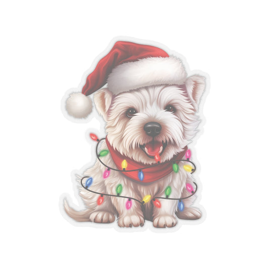 West Highland Terrier Westie Christmas Lights Kiss-Cut Stickers