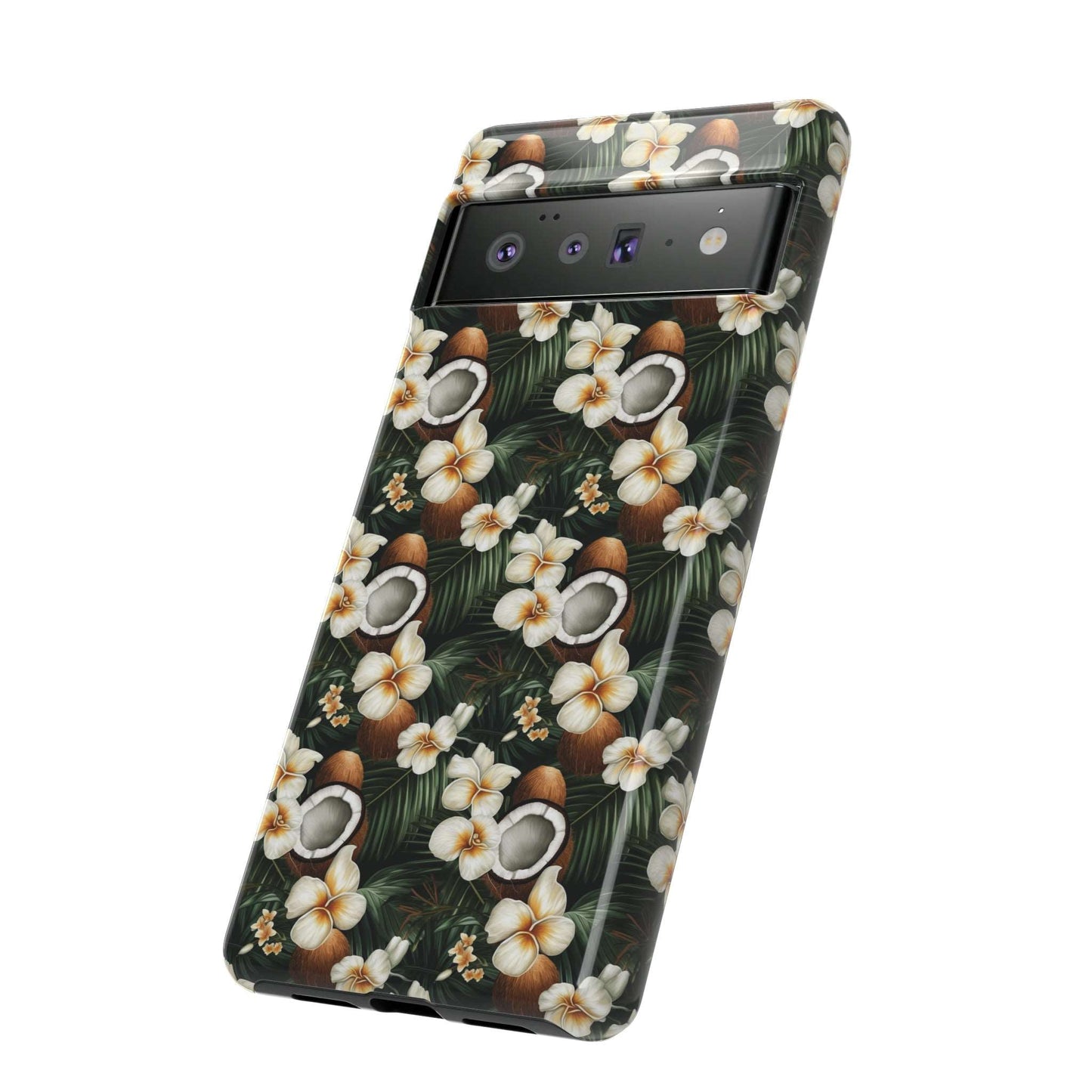 Coconut & Flower Phone Case iPhone 12-15 Pro Max, Google Pixel 5-7 Pro, Samsung S20-23