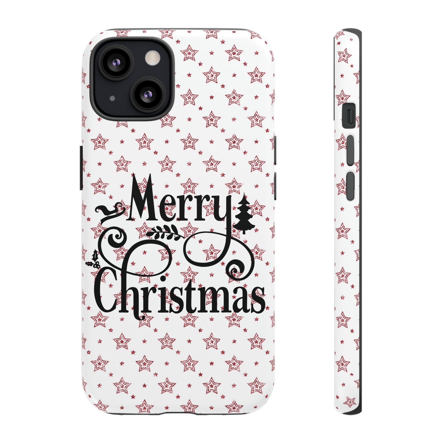 Merry Christmas Red & White Phone Case iPhone 12-15 Pro Max, Google Pixel 5-7 Pro, Samsung S20-23