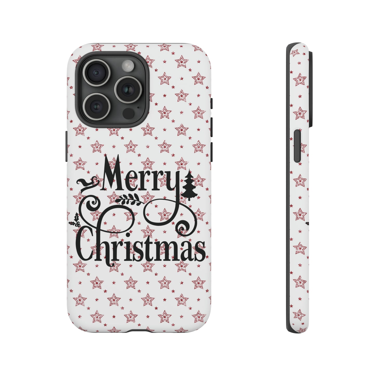 Merry Christmas Red & White Phone Case iPhone 12-15 Pro Max, Google Pixel 5-7 Pro, Samsung S20-23