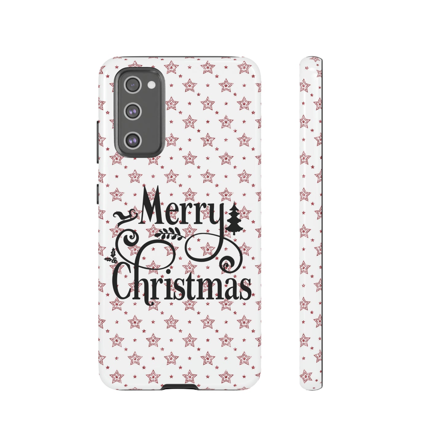 Merry Christmas Red & White Phone Case iPhone 12-15 Pro Max, Google Pixel 5-7 Pro, Samsung S20-23