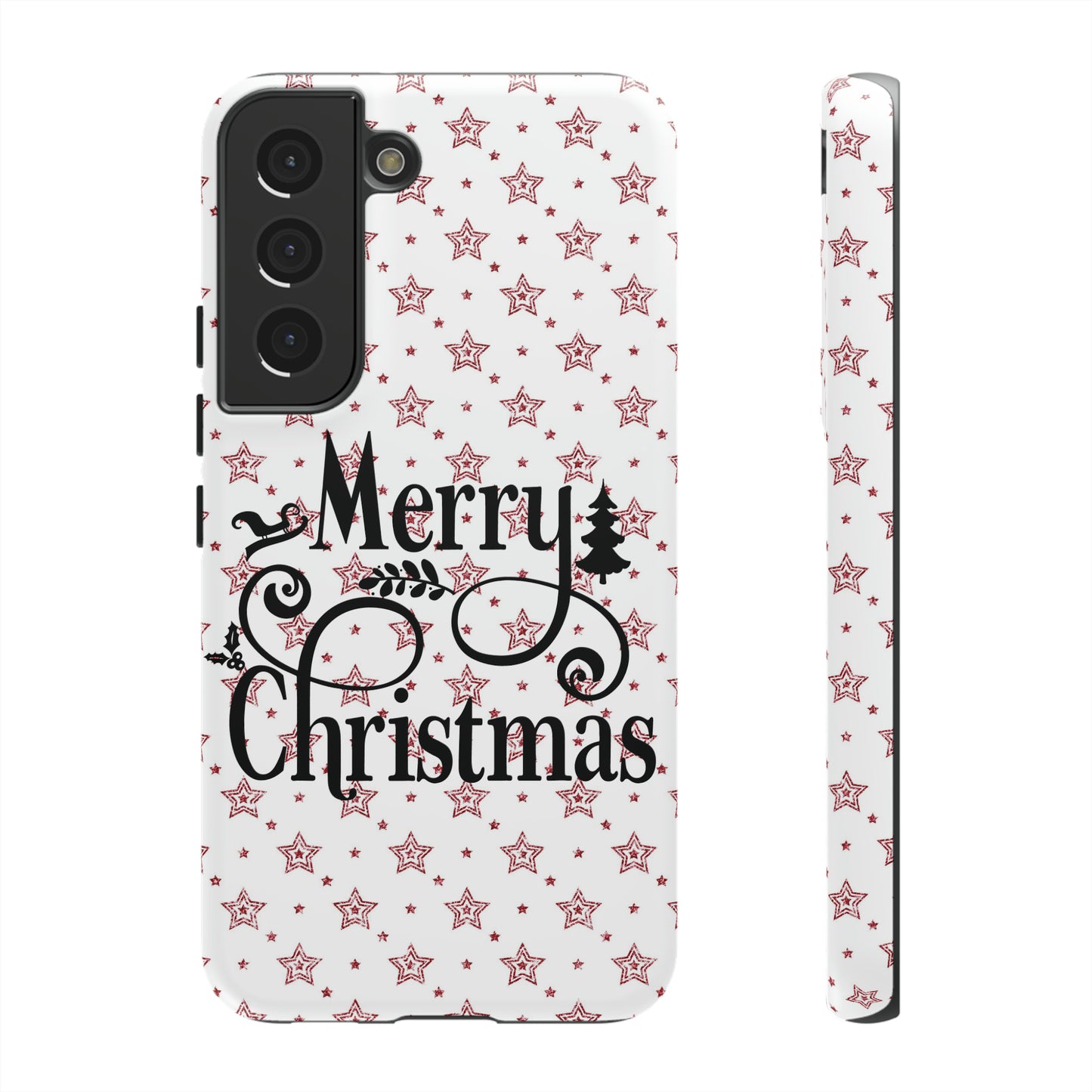 Merry Christmas Red & White Phone Case iPhone 12-15 Pro Max, Google Pixel 5-7 Pro, Samsung S20-23