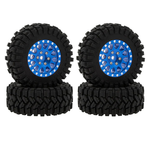 MEUS RACING 1.2 inch Aluminium Wheels With 62*24 Tires for TRX4M SCX24 FCX24 - Type A Blue