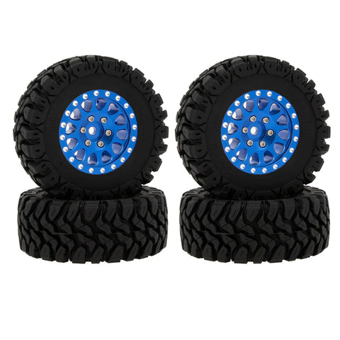 MEUS RACING 1.2 inch Aluminium Wheels With 62*24 Tires for TRX4M SCX24 FCX24 - Type B Blue