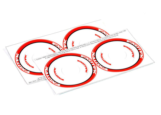 F1 TIRE SIDEWALL STICKER- RED, 4 tire stickers