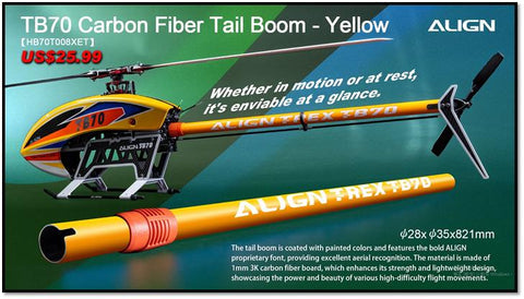 Align TB70 Carbon Fiber Tail Boom - Yellow