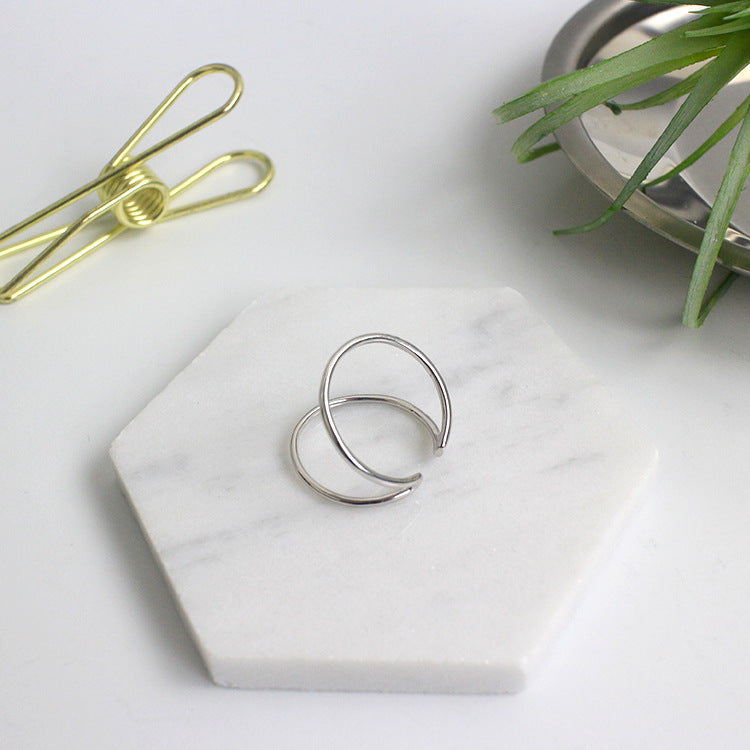 Minimalist Lines V Adjustable 925 Sterling Silver Ring