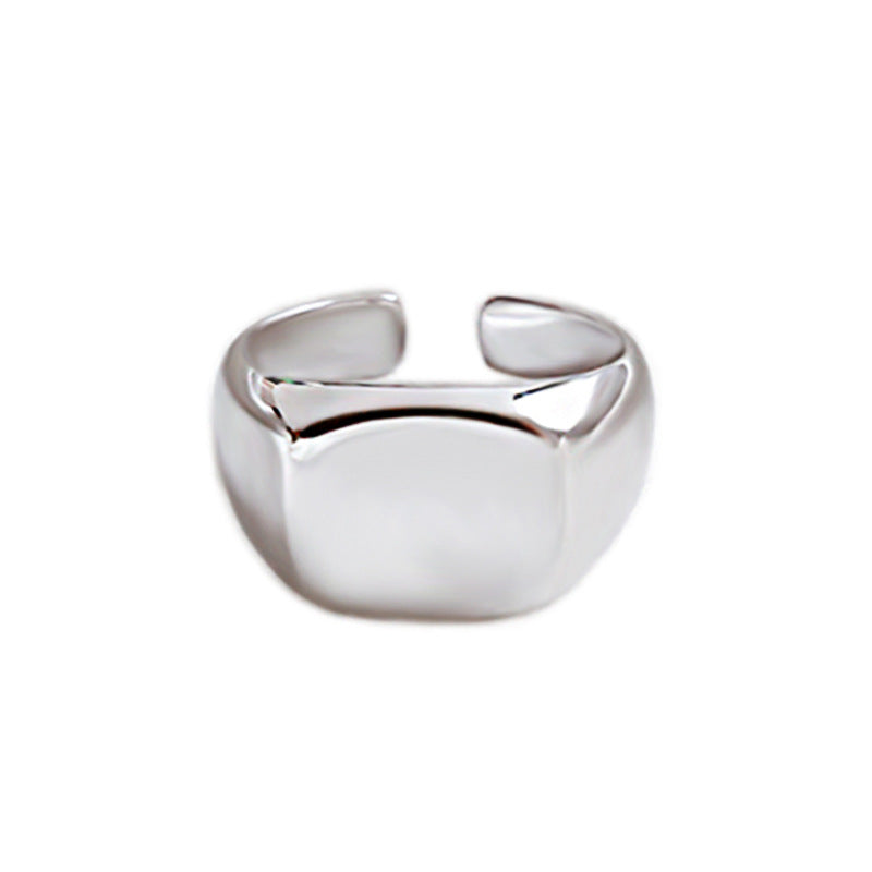 Signet Geometric Chic Square 925 Sterling Silver Adjustable Ring