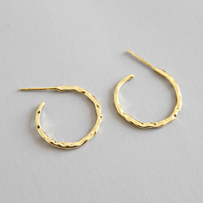 Simple Asymmetric Geometry 925 Sterling Silver Hoop Earrings