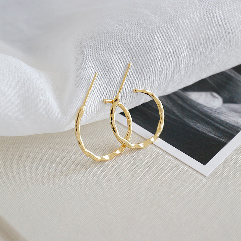 Simple Asymmetric Geometry 925 Sterling Silver Hoop Earrings