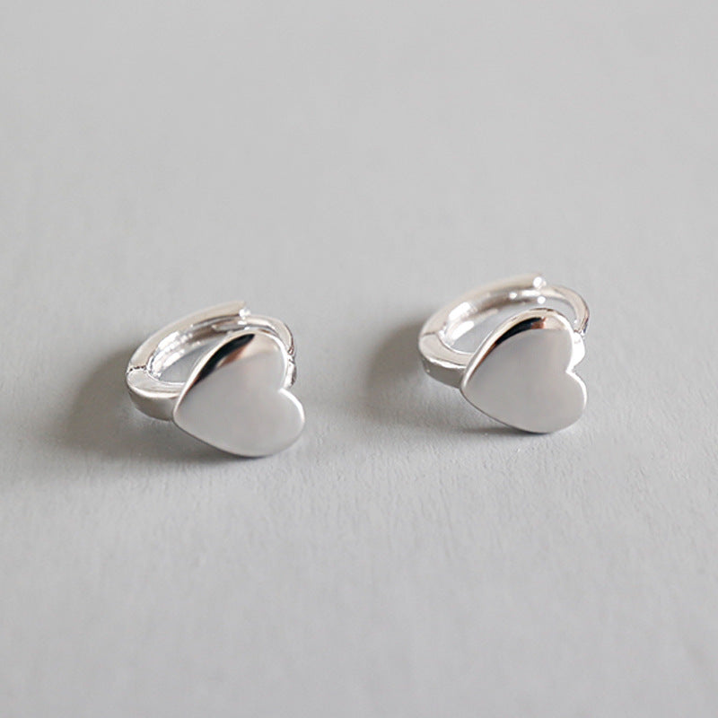 Simple Heart 925 Sterling Silver Hoop Earrings