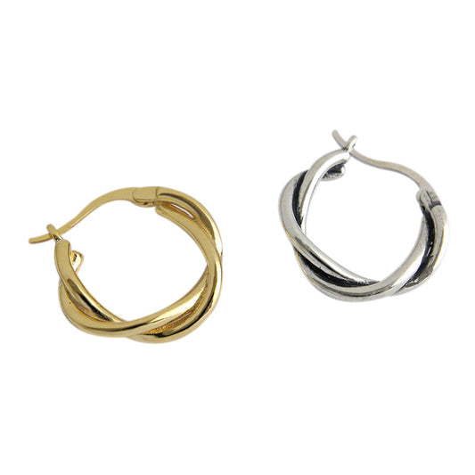 Party Simple Twisted Circle 925 Sterling Silver Hoop Earrings