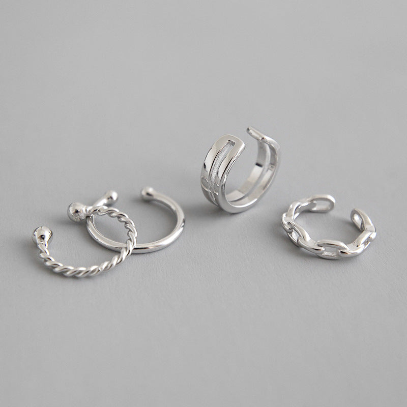 Simple Hollow Chain Twisted 925 Sterling Silver Non-Pierced Earrings(Single)