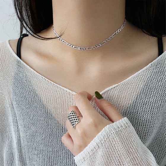 Hollow Chain Choker 925 Sterling Silver Necklace