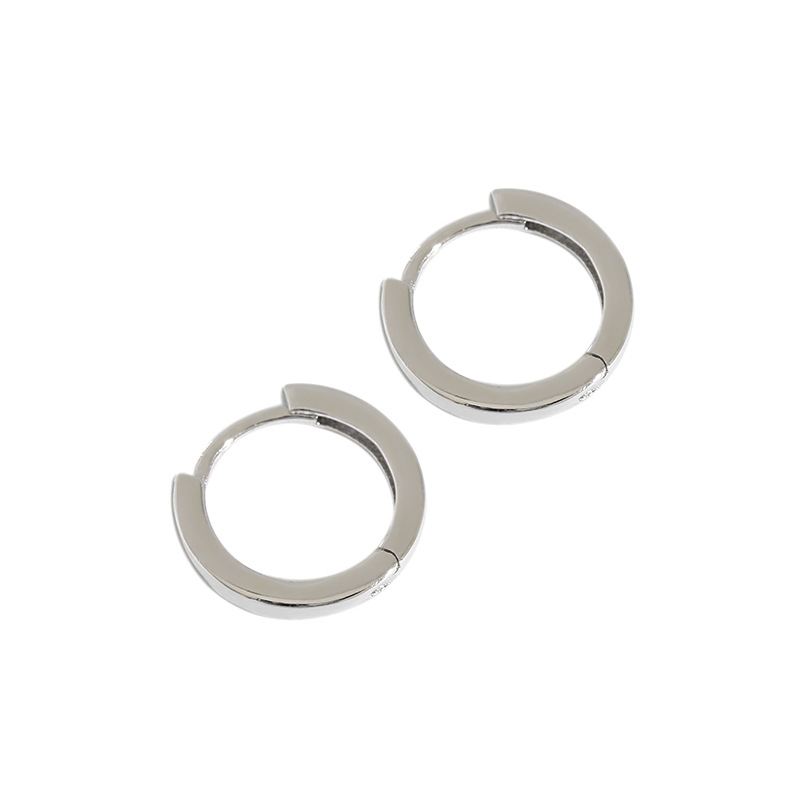 Minimalism Geometry Circle 925 Sterling Silver Huggie Hoop Earrings