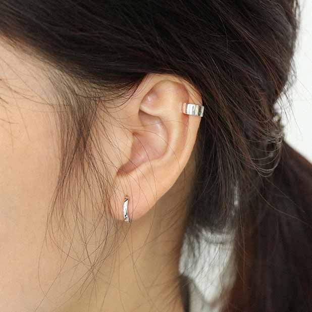 Minimalism Geometry Circle 925 Sterling Silver Huggie Hoop Earrings