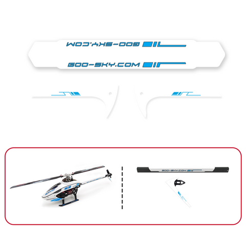 Goosky S2 Tail Boom and Fin Sticker - White (3 sets)