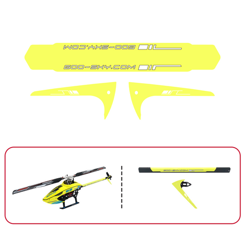 Goosky S2 Tail Boom and Fin Sticker - Yellow (3 sets)