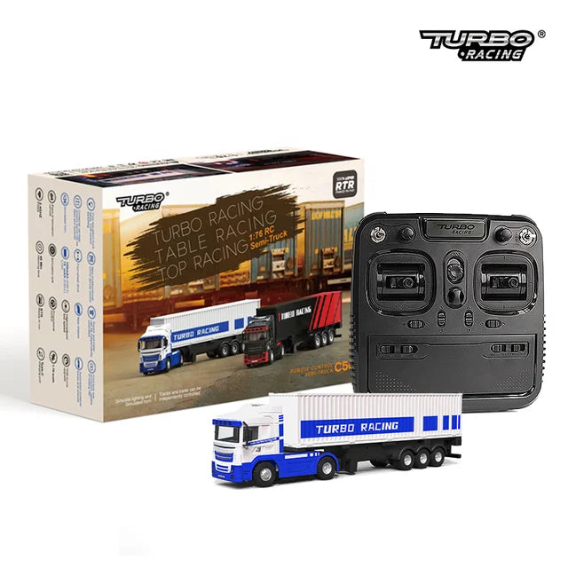 Turbo Racing 1:76 C50 RTR  Semi Container Truck with the P81 10CH Stick Remote Control Trailer RC Car