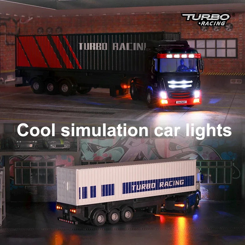 Turbo Racing 1:76 C50 RTR  Semi Container Truck with the P81 10CH Stick Remote Control Trailer RC Car