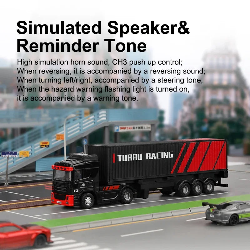 Turbo Racing 1:76 C50 RTR  Semi Container Truck with the P81 10CH Stick Remote Control Trailer RC Car