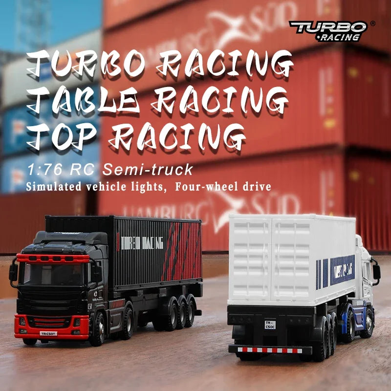 Turbo Racing 1:76 C50 RTR  Semi Container Truck with the P81 10CH Stick Remote Control Trailer RC Car