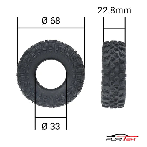 FURITEK MUDDER-XL 68MM TIRES EXTRA SOFT STICKY SET FOR 1.2INCH WHEEL