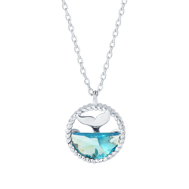 Holiday Mermaid Tears Ocean 925 Sterling Silver Necklace