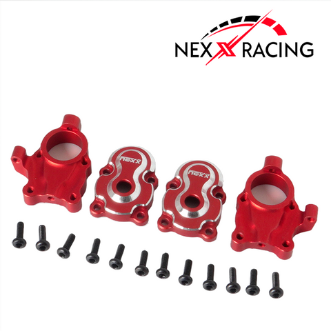 Nexx Racing Front Portal Axle Set Alu 7075 T6 For FMS FCX24 Max Smasher & Power Wagon (Red)