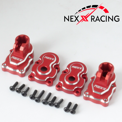 Nexx Racing Rear Portal Axle Set Alu 7075 T6 For FMS FCX24 Max Smasher & Power Wagon (Red)