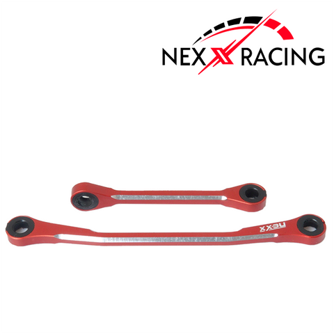 Nexx Racing Steering Link Steering Rod Tie Linkages Set Alu 7075 T6 For FMS FCX24 Max Smasher & Power Wagon (Red)