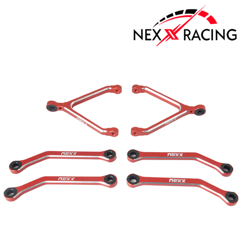 Nexx Racing Chassis Links Set Alu 7075 T6 For FMS FCX24 Max Smasher & Power Wagon (Red)