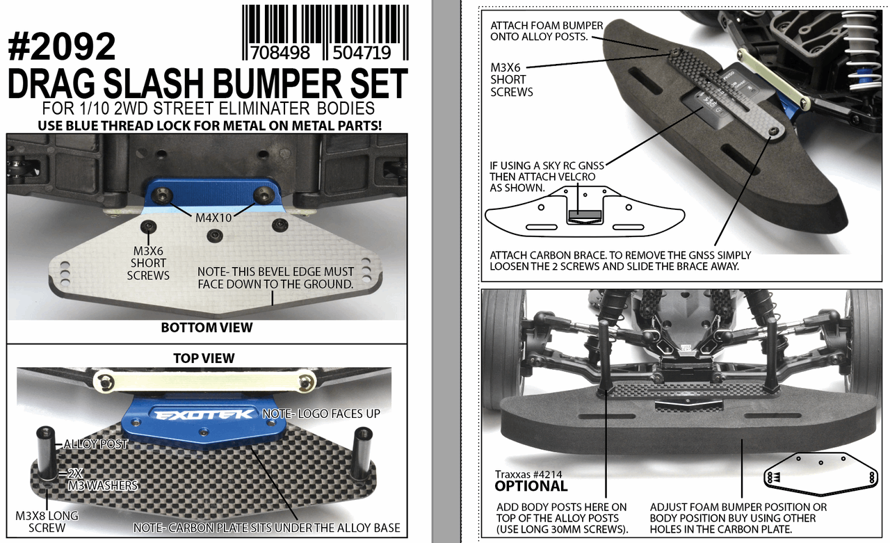 DRAG SLASH FRONT BUMPER SET, alloy, cf and foam with GNSS slot