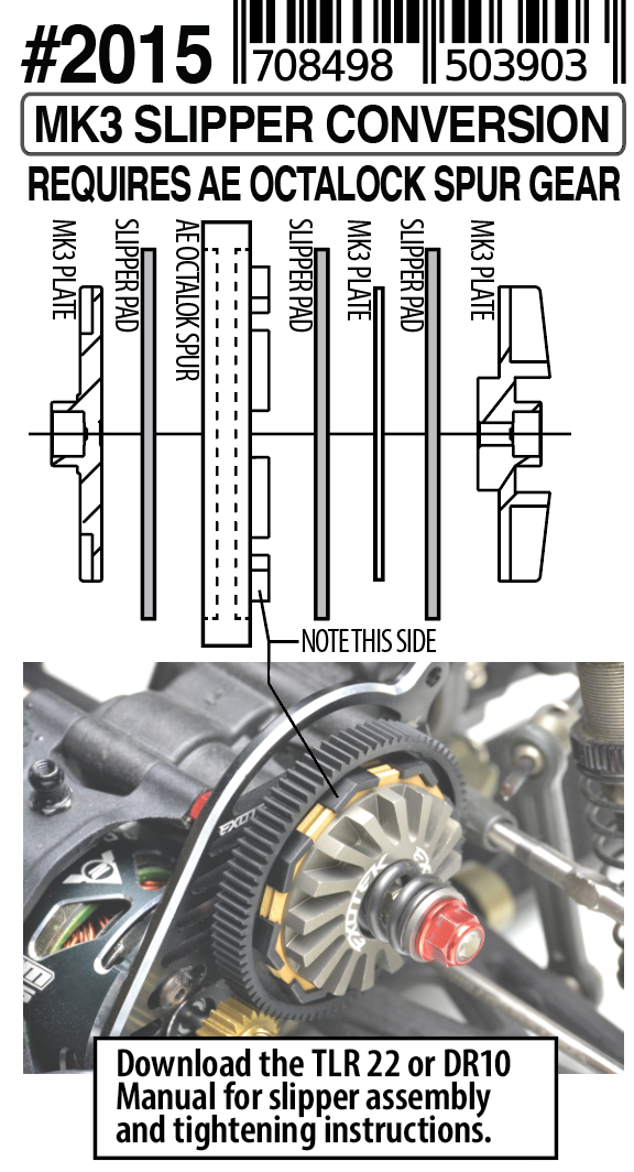 MK3 TURBINE SLIPPER WITH 3 PADS FOR DR10, TLR22