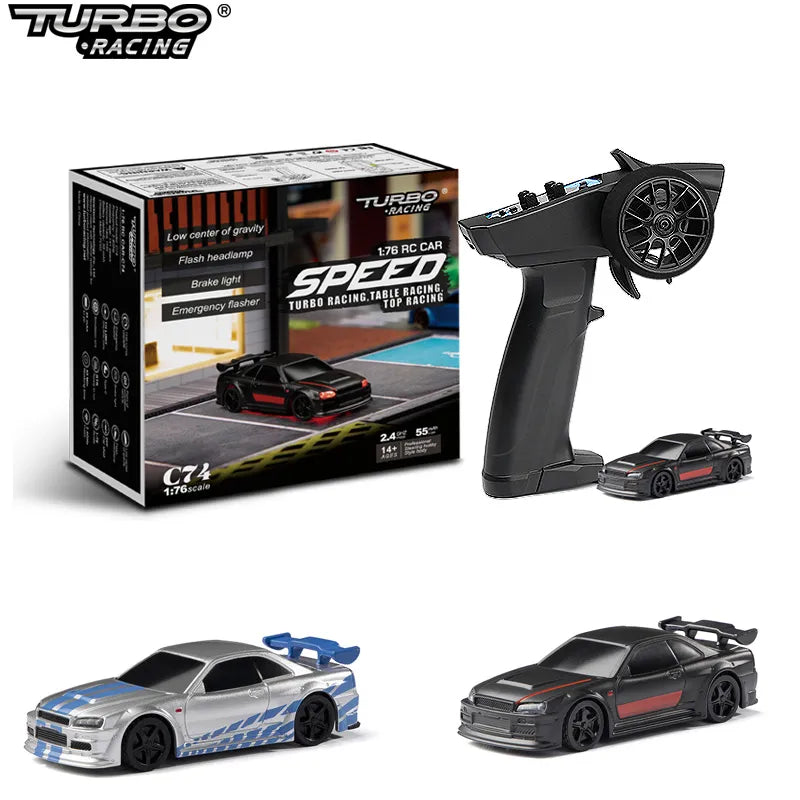 Turbo Racing 1:76 C64 C73 C72 C74 Drift RC Car With Gyro Radio Full Proportional Remote Control Toys RTR Kit For Kids and Adults