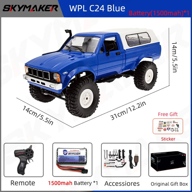 WPL C24-1 Full Scale RC Car 1:16 2.4G 4WD Rock Crawler Electric Buggy