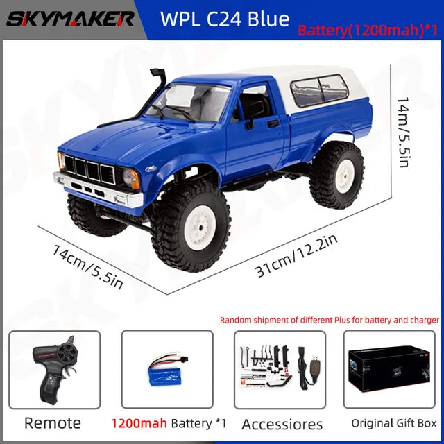 WPL C24-1 Full Scale RC Car 1:16 2.4G 4WD Rock Crawler Electric Buggy