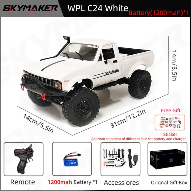 WPL C24-1 Full Scale RC Car 1:16 2.4G 4WD Rock Crawler Electric Buggy