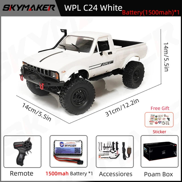 WPL C24-1 Full Scale RC Car 1:16 2.4G 4WD Rock Crawler Electric Buggy