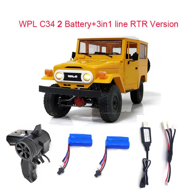 WPL RC Car C34 RTR 1/16 Toyota FJ40 4WD Climbing Off-road Truck