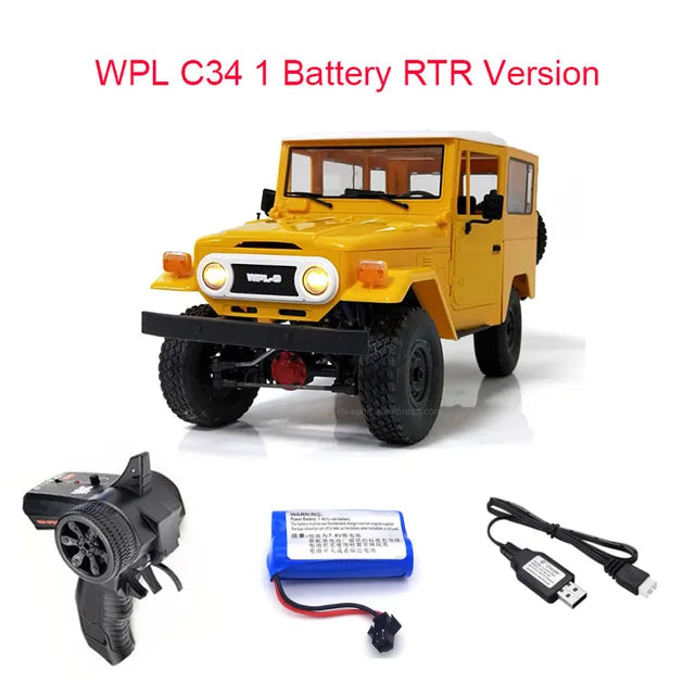 WPL RC Car C34 RTR 1/16 Toyota FJ40 4WD Climbing Off-road Truck