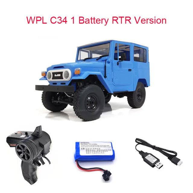 WPL RC Car C34 RTR 1/16 Toyota FJ40 4WD Climbing Off-road Truck