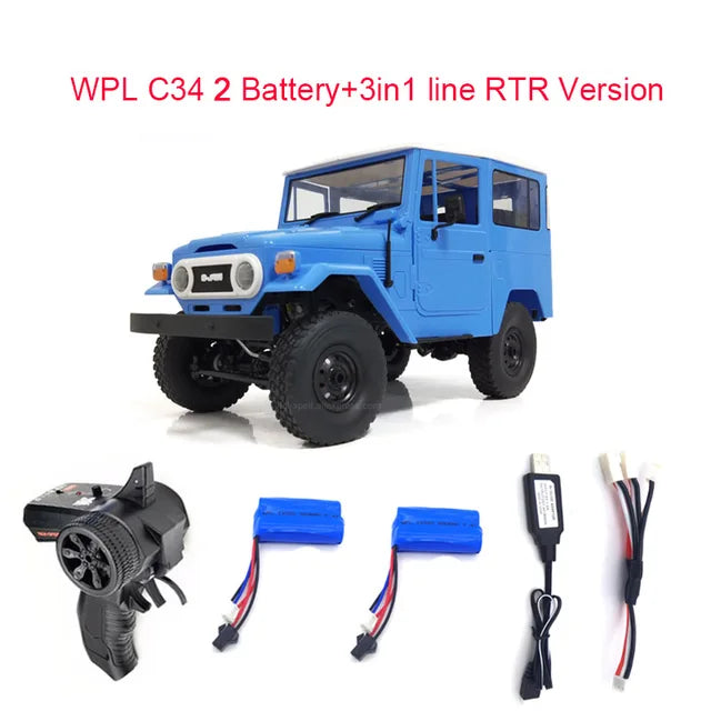 WPL RC Car C34 RTR 1/16 Toyota FJ40 4WD Climbing Off-road Truck