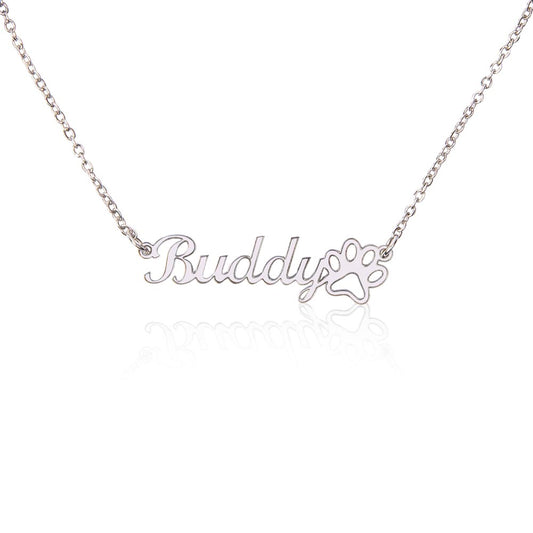 Personlized Name Necklace + Paw Print