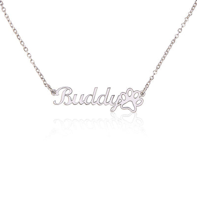 Personlized Name Necklace + Paw Print