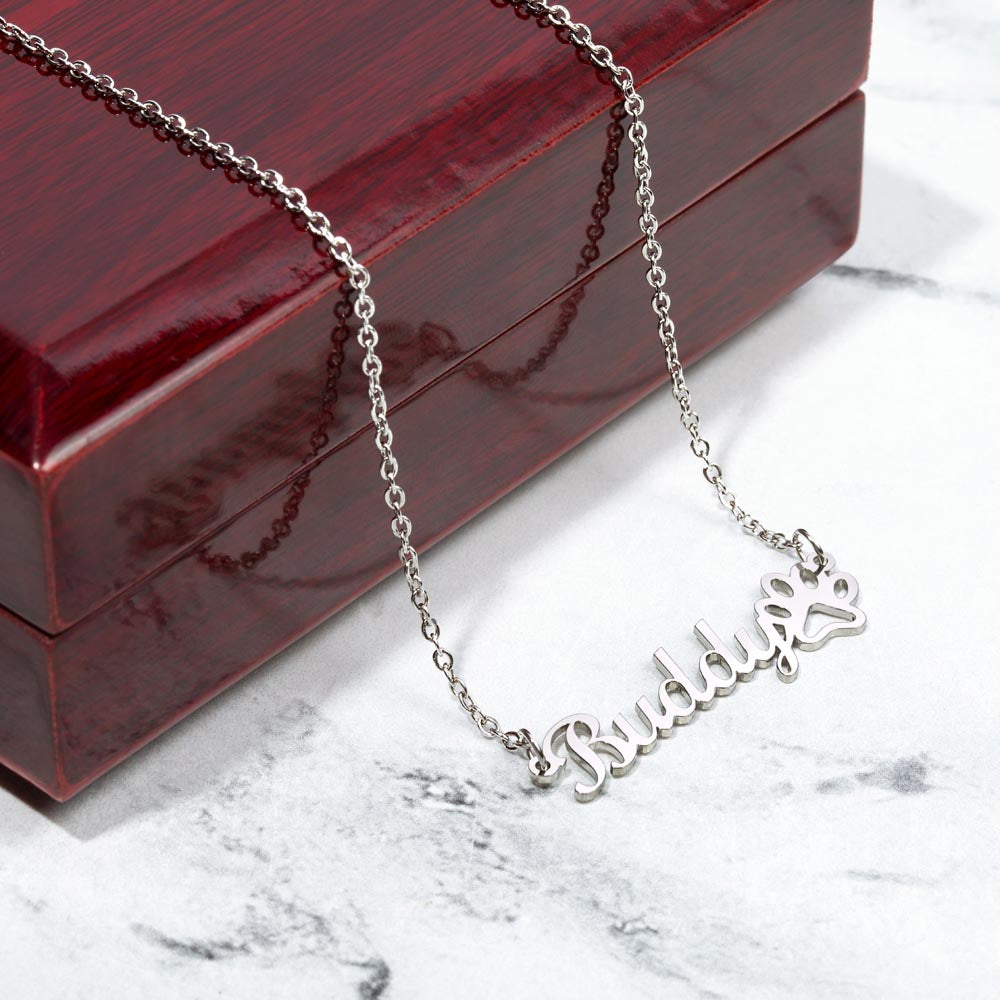 Personlized Name Necklace + Paw Print