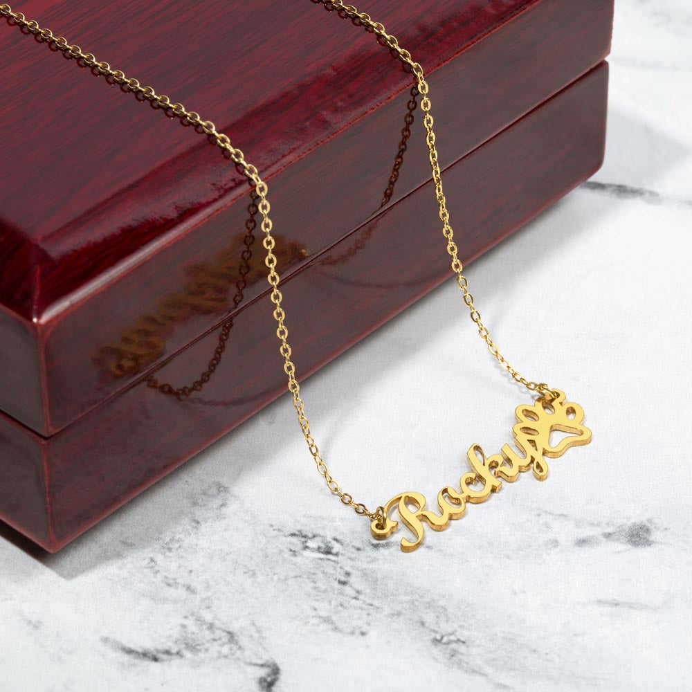 Personlized Name Necklace + Paw Print