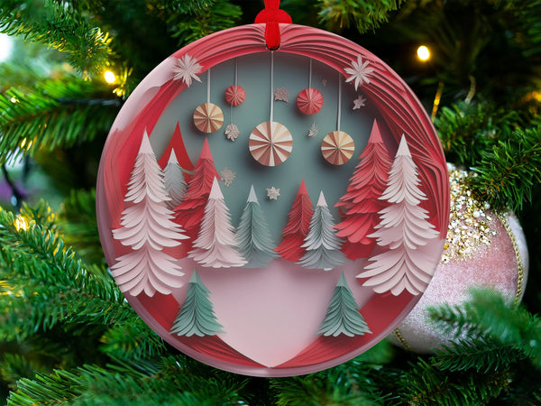 Festive Handcrafted Woodland Scene Christmas Ornaments